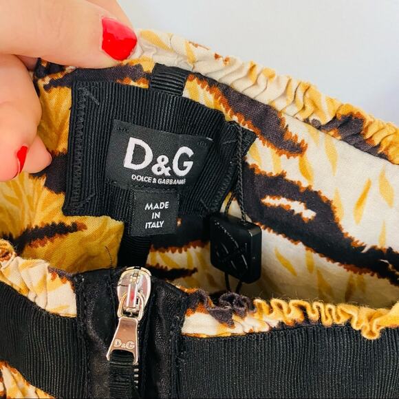 DG DOLCE GABBANA Gold Black Animal Print Corset Peplum Tank Top Blouse Shirt 40 - Picture 4 of 11